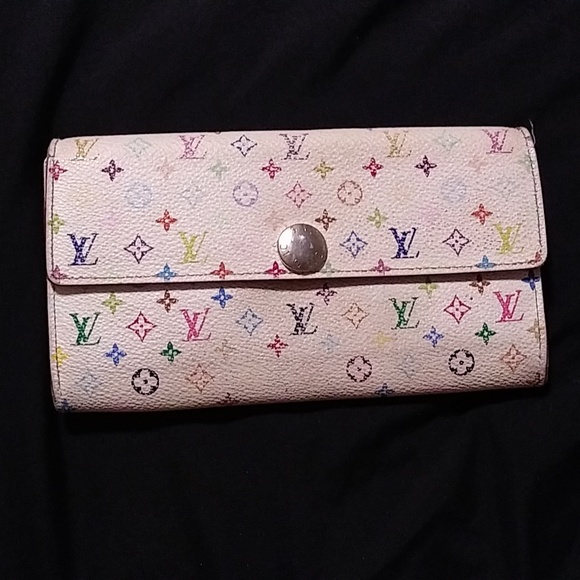 takashi lv wallet authentic louis vuitton long white leather colorful - Picture 3 of 10